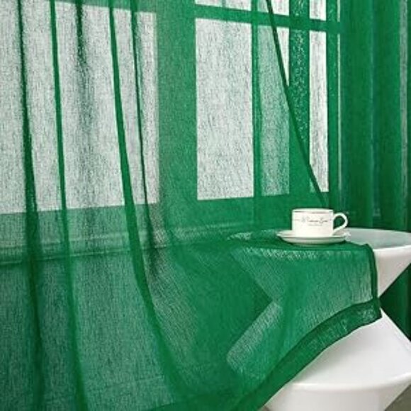 Tony's collection Christmas Faux Linen Semi Sheer Curtains 63", NEW - Picture 4 of 5